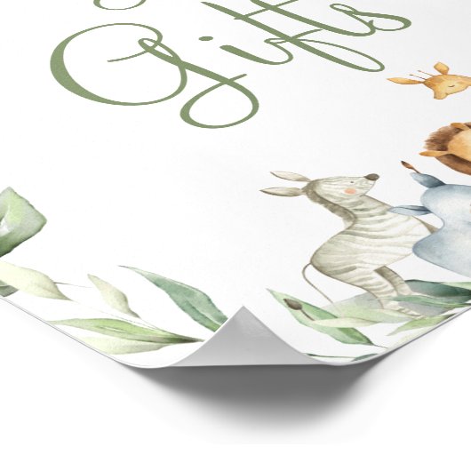 Oerwoud Dieren Groene Baby shower Kaarten Giften Poster (Hoek)