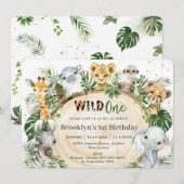 Oerwoud dieren groene bladeren op één dag kaart (Voorkant / Achterkant)