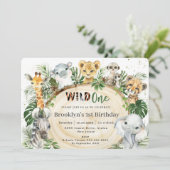 Oerwoud dieren groene bladeren op één dag kaart (Staand voorkant)