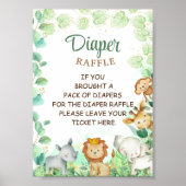 Oerwoud Dieren Groene Boho Luier Raffle Game Sign Poster (Voorkant)