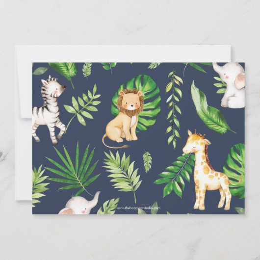 Oerwoud Dieren Groene Safari 1e Verjaardag Foto Kaart (Achterkant)