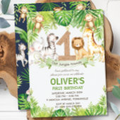 Oerwoud Dieren Groene Safari 1e Verjaardagsfeest Kaart