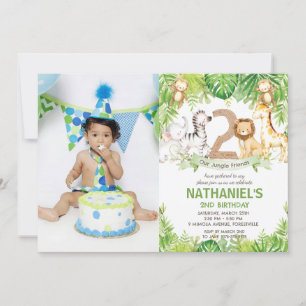 Oerwoud Dieren Groene Safari 2e Verjaardag Foto Kaart