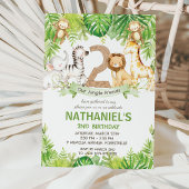 Oerwoud Dieren Groene Safari 2e Verjaardagsfeest Kaart