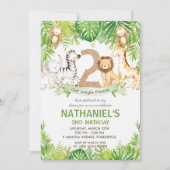 Oerwoud Dieren Groene Safari 2e Verjaardagsfeest Kaart (Voorkant)