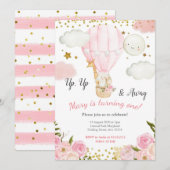 Oerwoud dieren hete luchtballon meisje Verjaardag Kaart (Voorkant / Achterkant)