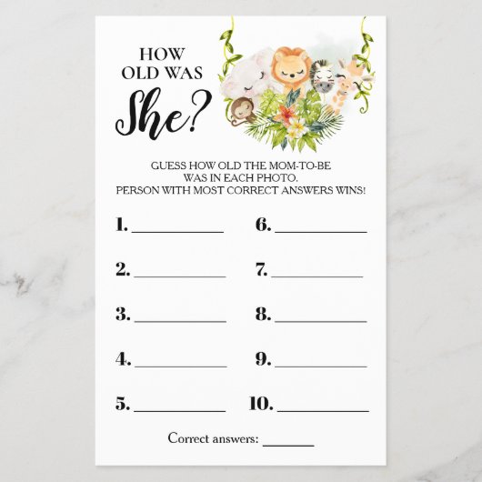 Oerwoud Dieren Hoe oud was ze haar Baby shower Kaa Flyer (Voorkant)