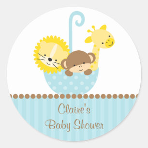 Oerwoud Dieren in Blauwe Paraplu Stickers