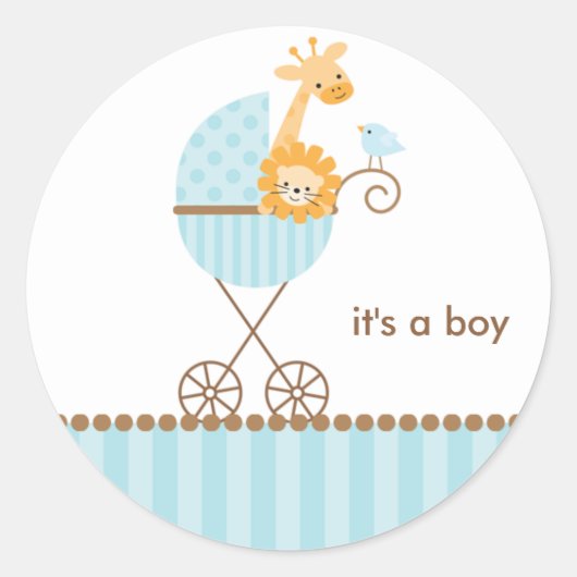 Oerwoud Dieren in Blue Stroller Stickers (Voorkant)
