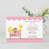 Oerwoud Dieren in een Wieg (roze) Kaart (Staand voorkant)