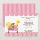 Oerwoud Dieren in een Wieg (roze) Kaart (Voorkant / Achterkant)