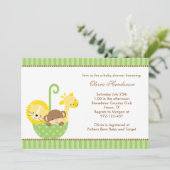 Oerwoud Dieren in Groene Umbrella Invitatie Kaart (Staand voorkant)