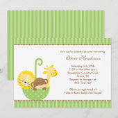 Oerwoud Dieren in Groene Umbrella Invitatie Kaart (Voorkant / Achterkant)