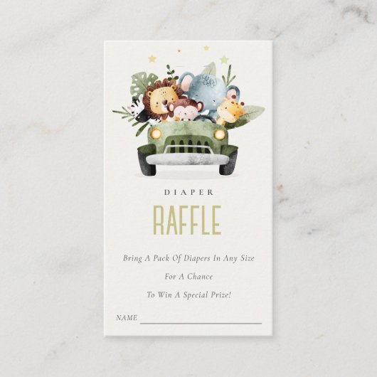 Oerwoud Dieren in het Baby shower van de Raffle-au Informatiekaartje (Voorkant)