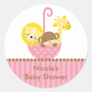 Oerwoud Dieren in Roze Paraplu Stickers