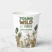 Oerwoud Dieren Jong Wild & Drie 3e Verjaardag Papieren Bekers (Achterkant)