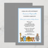 Oerwoud Dieren Jongen Baby shower nodigt uit Kaart (Voorkant / Achterkant)