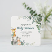 Oerwoud Dieren Jongen Baby shower Uitnodiging (Staand voorkant)