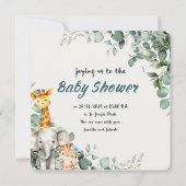 Oerwoud Dieren Jongen Baby shower Uitnodiging (Voorkant)