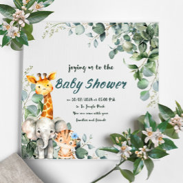 Oerwoud Dieren Jongen Baby shower Uitnodiging