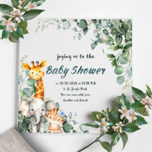 Oerwoud Dieren Jongen Baby shower Uitnodiging