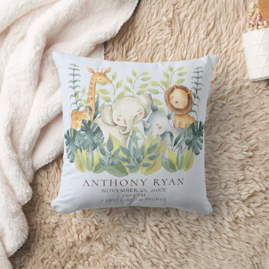 Oerwoud Dieren Jongens Baby Geboorte Stats Kussen (Deken)