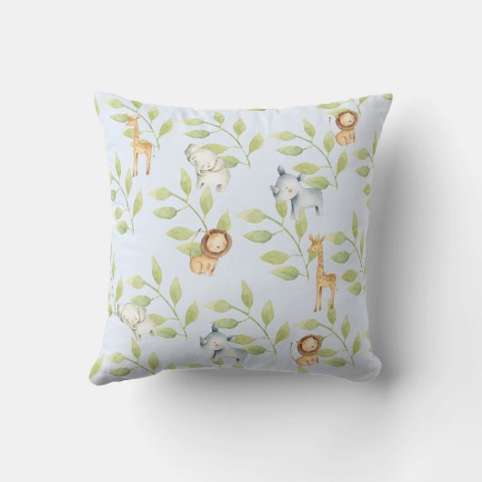 Oerwoud Dieren Jongens Baby Geboorte Stats Kussen (Achterkant)