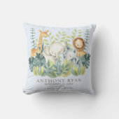 Oerwoud Dieren Jongens Baby Geboorte Stats Kussen (Voorkant)