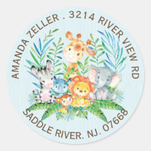 Oerwoud Dieren Jongens Baby shower Adreslabel