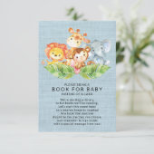 Oerwoud Dieren Jongens Baby shower Boek voor Baby Informatiekaartje (Staand voorkant)