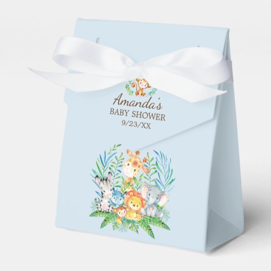 Oerwoud Dieren Jongens Baby shower Favor Box Bedankdoosjes (Voorkant Zijde)