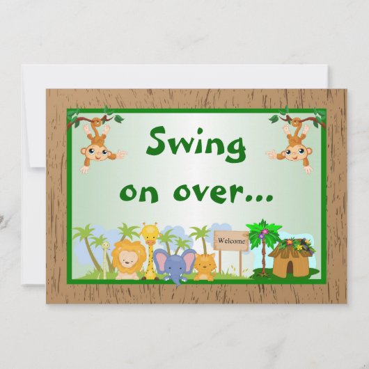 Oerwoud Dieren Kind Volwassendag Uitnodiging (Achterkant)