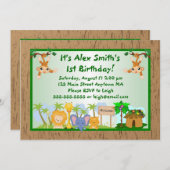 Oerwoud Dieren Kind Volwassendag Uitnodiging (Voorkant / Achterkant)