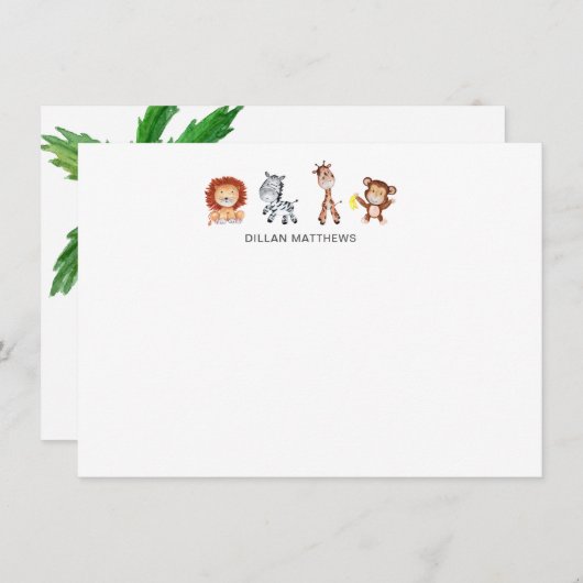 Oerwoud Dieren Kinder briefkaarten (Voorkant / Achterkant)