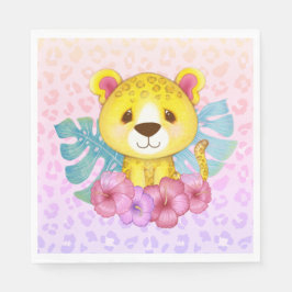 Oerwoud Dieren Lopard Floral Baby shower Servet