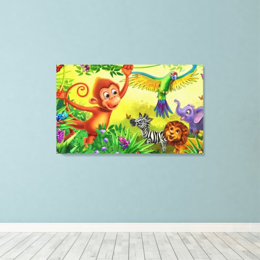 Oerwoud dieren maken het afdrukken van het kind in (Insitu (Houten vloer))