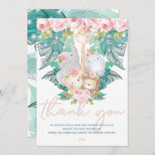 Oerwoud Dieren Meisje Verjaardag Bedankkaart (Voorkant / Achterkant)