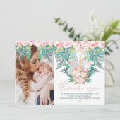 Oerwoud Dieren Meisje Verjaardag Foto Bedankkaart (Staand voorkant)