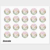 Oerwoud Dieren Meisjes Baby shower Dank u Favor Ronde Sticker (Vel)