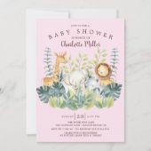 Oerwoud Dieren Meisjes Baby shower Kaart (Voorkant)