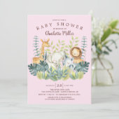 Oerwoud Dieren Meisjes Baby shower Kaart (Staand voorkant)