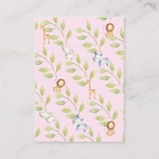 Oerwoud Dieren Meisjes Baby shower Luiere Raffle Informatiekaartje (Achterkant)