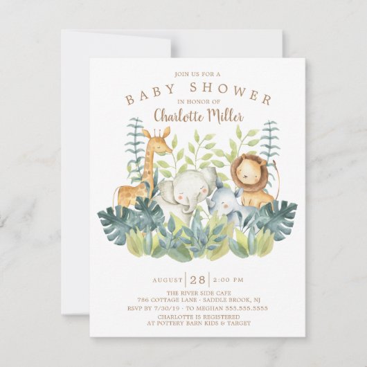 Oerwoud Dieren Neutraal Baby shower Kaart (Voorkant)