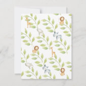 Oerwoud Dieren Neutraal Baby shower Kaart (Achterkant)