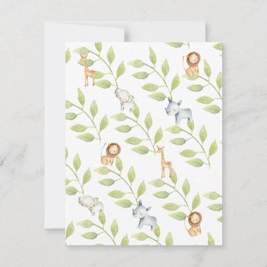 Oerwoud Dieren Neutraal Baby shower Kaart (Achterkant)