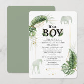 Oerwoud Dieren Olifant Koppels Baby shower Kaart (Voorkant / Achterkant)