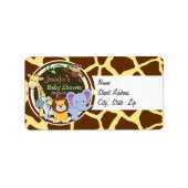 Oerwoud Dieren op Bruine Giraffe Dierenprint Etiket (Voorkant)