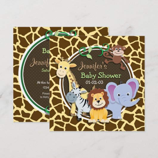 Oerwoud Dieren op Bruine Giraffe Dierenprint Kaart (Voorkant / Achterkant)