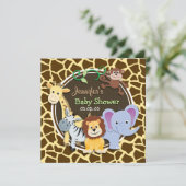 Oerwoud Dieren op Bruine Giraffe Dierenprint Kaart (Staand voorkant)