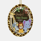 Oerwoud Dieren op Bruine Giraffe Dierenprint Keramisch Ornament (Rechts)